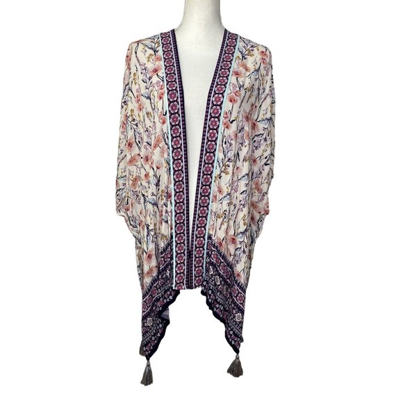 Knox Sweaters - Knox rose Women's Shrug Poncho Pink Floral lightweight flowy Size XS